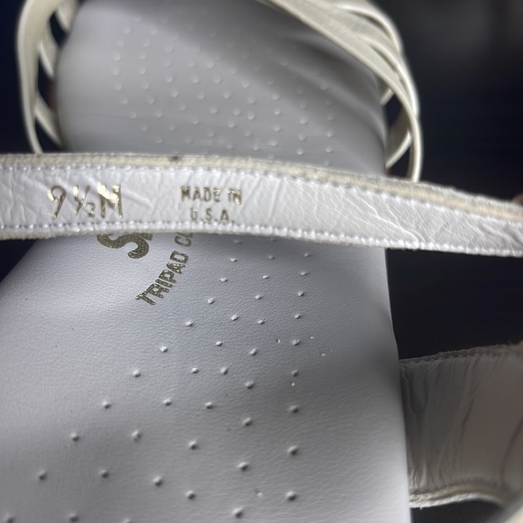 SAS Bone Strippy Quarter Strap Wedge Sandal size 9.5M - Picture 6 of 9